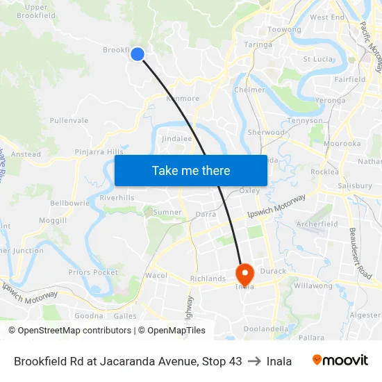 Brookfield Rd at Jacaranda Avenue, Stop 43 to Inala map