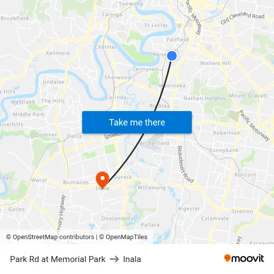 Park Rd at Memorial Park to Inala map