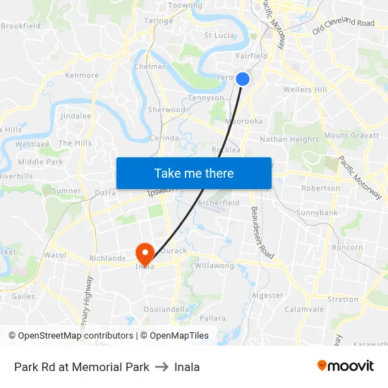 Park Rd at Memorial Park to Inala map