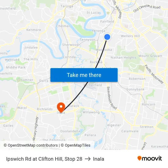 Ipswich Rd at Clifton Hill, Stop 28 to Inala map