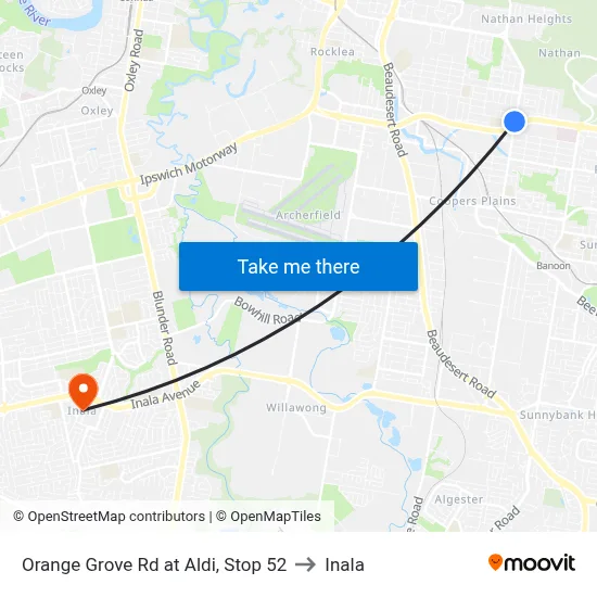 Orange Grove Rd at Aldi, Stop 52 to Inala map
