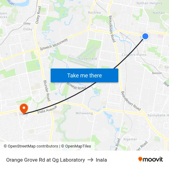 Orange Grove Rd at Qg Laboratory to Inala map