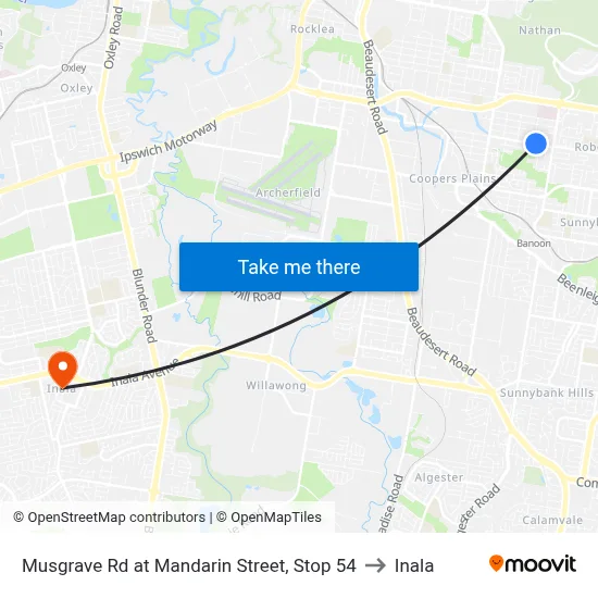 Musgrave Rd at Mandarin Street, Stop 54 to Inala map