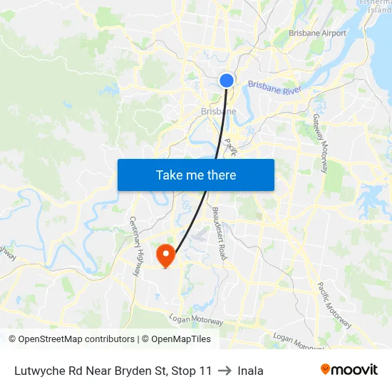 Lutwyche Rd Near Bryden St, Stop 11 to Inala map