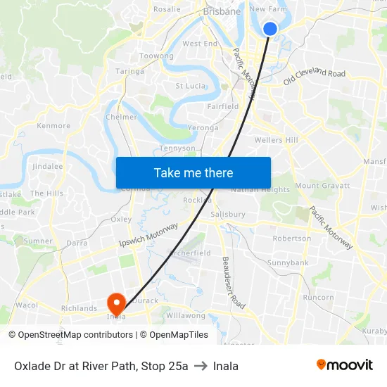 Oxlade Dr at River Path, Stop 25a to Inala map