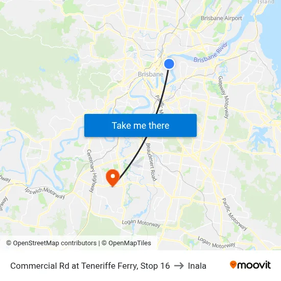 Commercial Rd at Teneriffe Ferry, Stop 16 to Inala map