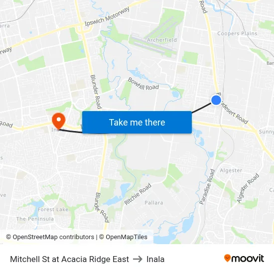Mitchell St at Acacia Ridge East to Inala map