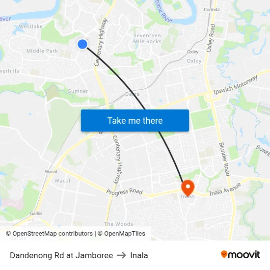 Dandenong Rd at Jamboree to Inala map