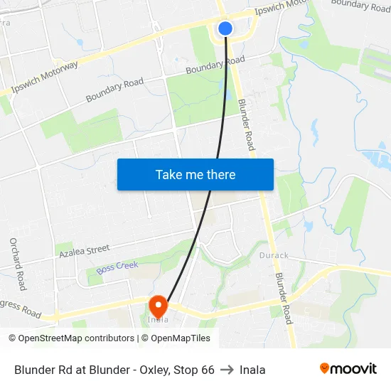 Blunder Rd at Blunder - Oxley, Stop 66 to Inala map