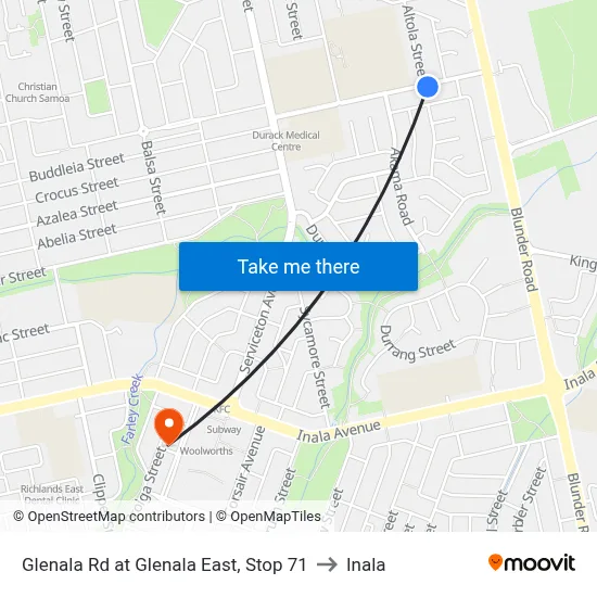 Glenala Rd at Glenala East, Stop 71 to Inala map