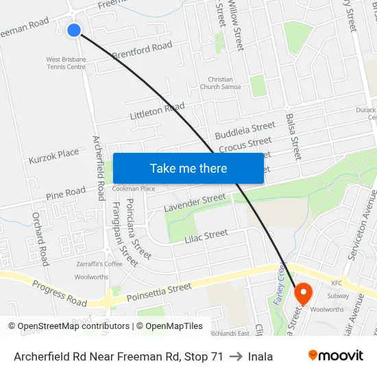 Archerfield Rd Near Freeman Rd, Stop 71 to Inala map