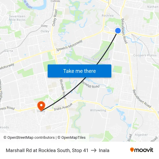Marshall Rd at Rocklea South, Stop 41 to Inala map