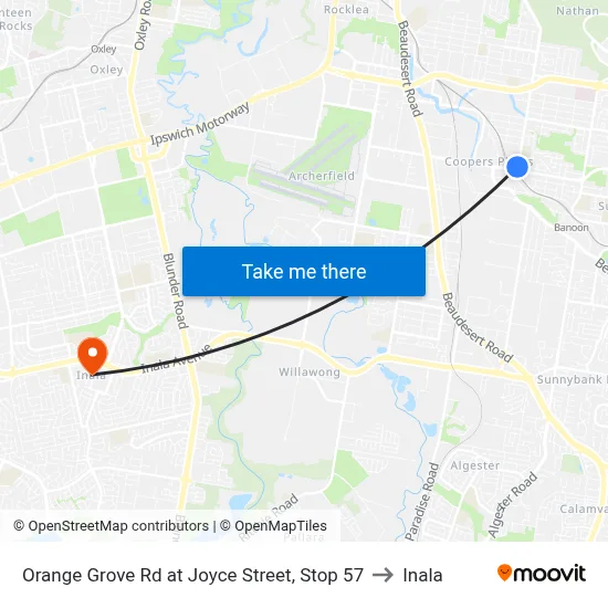 Orange Grove Rd at Joyce Street, Stop 57 to Inala map