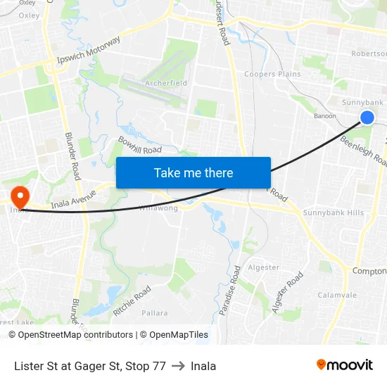 Lister St at Gager St, Stop 77 to Inala map