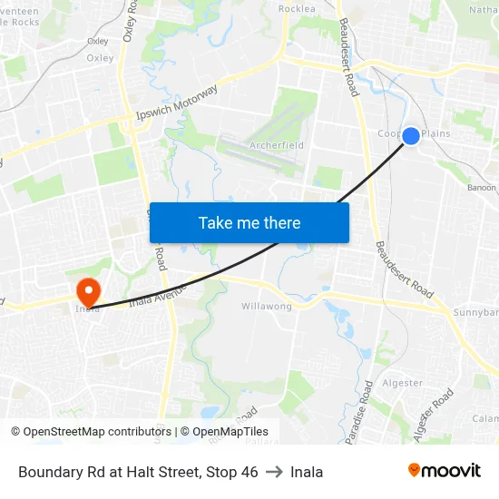 Boundary Rd at Halt Street, Stop 46 to Inala map