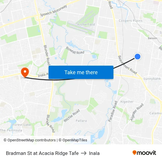 Bradman St at Acacia Ridge Tafe to Inala map