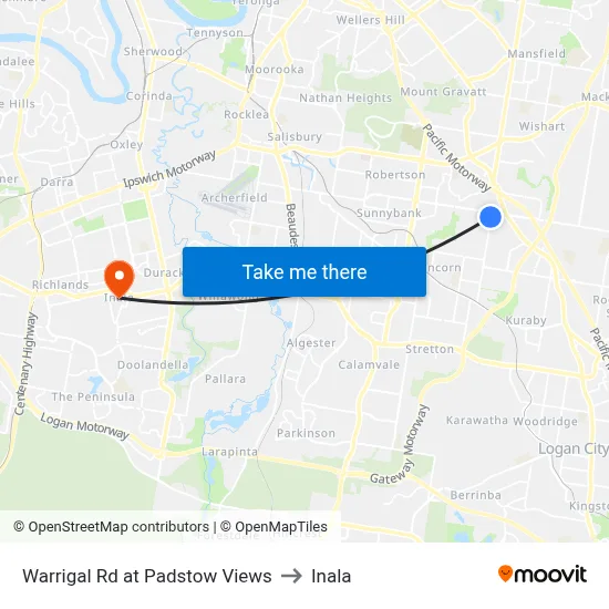 Warrigal Rd at Padstow Views to Inala map
