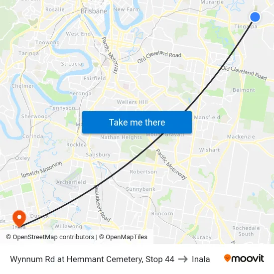 Wynnum Rd at Hemmant Cemetery, Stop 44 to Inala map