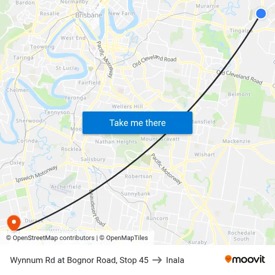 Wynnum Rd at Bognor Road, Stop 45 to Inala map