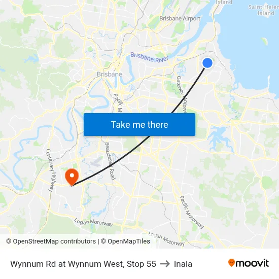 Wynnum Rd at Wynnum West, Stop 55 to Inala map