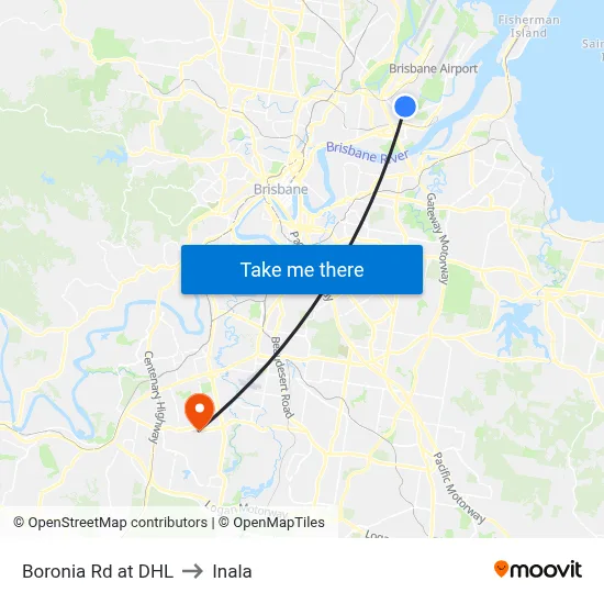 Boronia Rd at DHL to Inala map