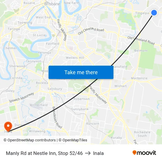 Manly Rd at Nestle Inn, Stop 52/46 to Inala map