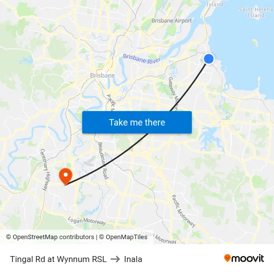 Tingal Rd at Wynnum RSL to Inala map
