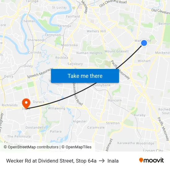 Wecker Rd at Dividend Street, Stop 64a to Inala map