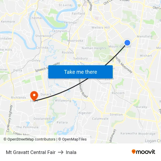 Mt Gravatt Central Fair to Inala map