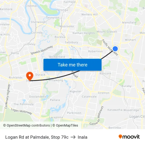 Logan Rd at Palmdale, Stop 79c to Inala map