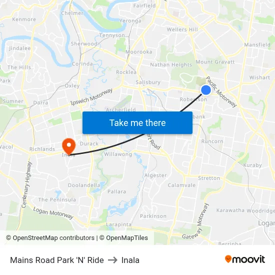 Mains Road Park 'N' Ride to Inala map