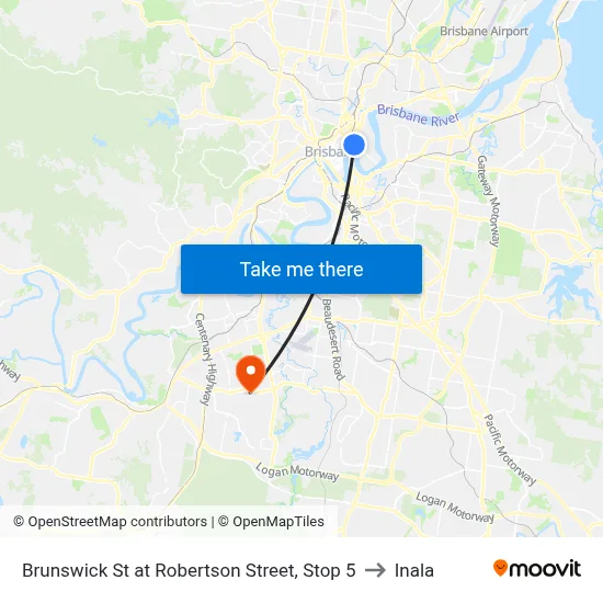 Brunswick St at Robertson Street, Stop 5 to Inala map