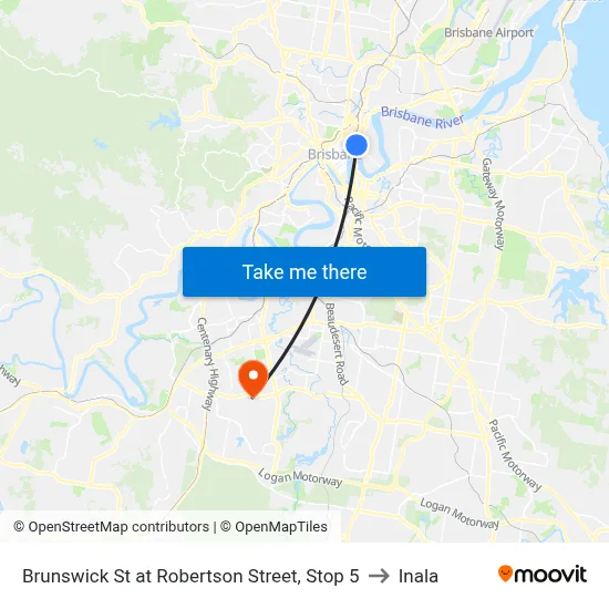 Brunswick St at Robertson Street, Stop 5 to Inala map