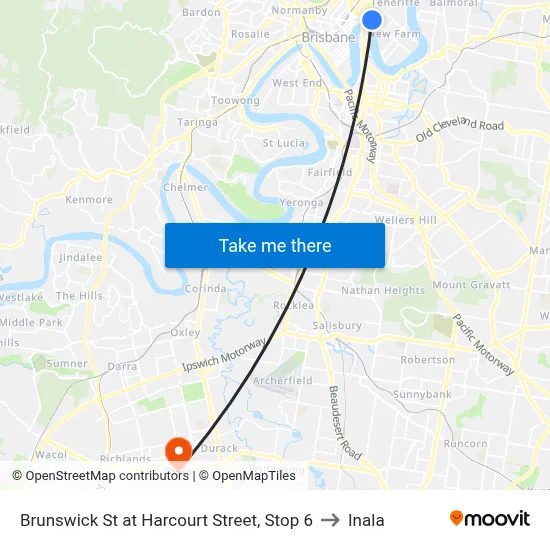 Brunswick St at Harcourt Street, Stop 6 to Inala map
