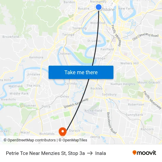 Petrie Tce Near Menzies St, Stop 3a to Inala map