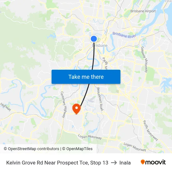 Kelvin Grove Rd Near Prospect Tce, Stop 13 to Inala map