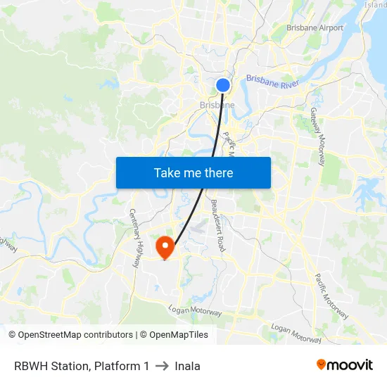 RBWH Station, Platform 1 to Inala map