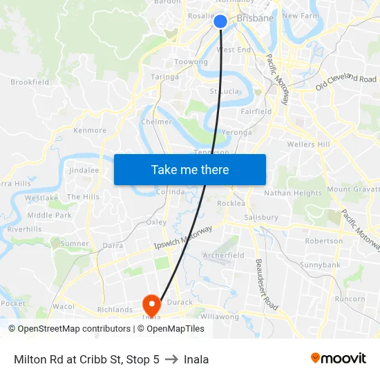 Milton Rd at Cribb St, Stop 5 to Inala map