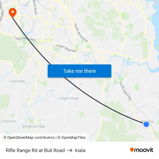 Rifle Range Rd at Bull Road to Inala map