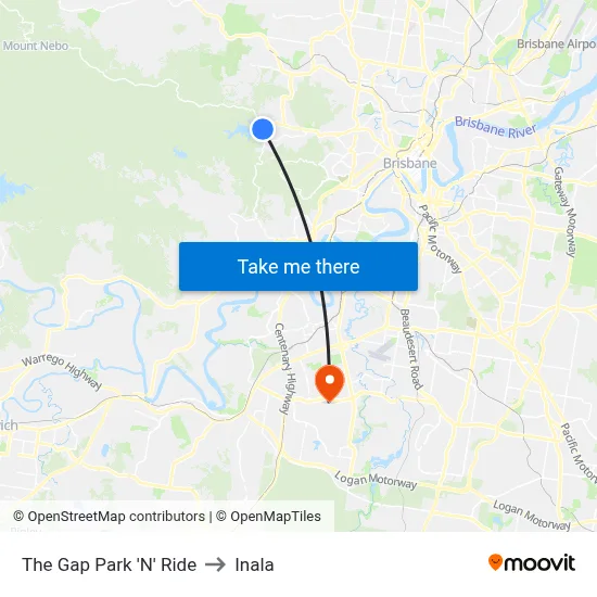 The Gap Park 'N' Ride to Inala map