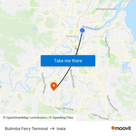 Bulimba Ferry Terminal to Inala map