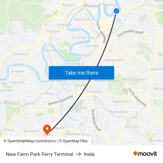 New Farm Park Ferry Terminal to Inala map