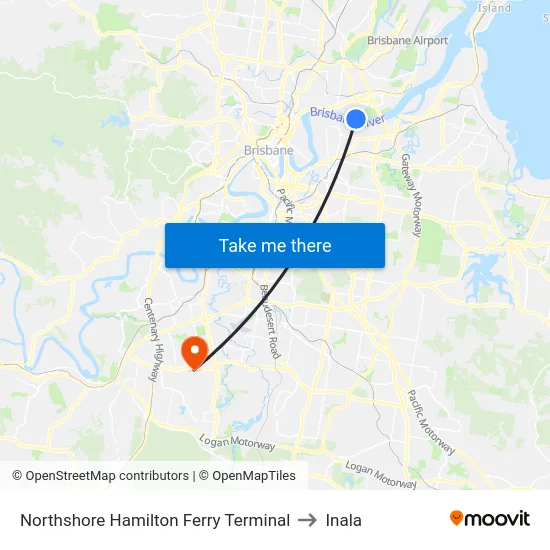 Northshore Hamilton Ferry Terminal to Inala map