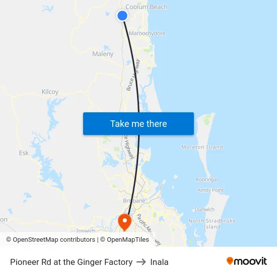 Pioneer Rd at the Ginger Factory to Inala map