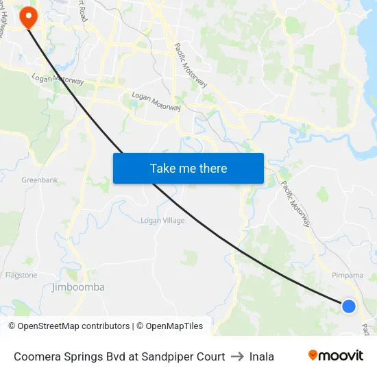 Coomera Springs Bvd at Sandpiper Court to Inala map