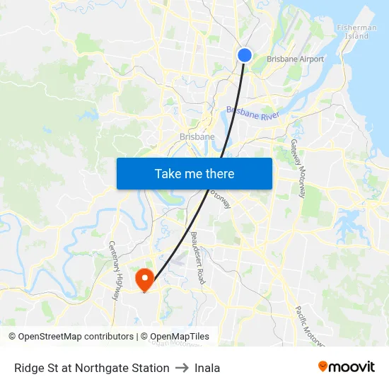 Ridge St at Northgate Station to Inala map