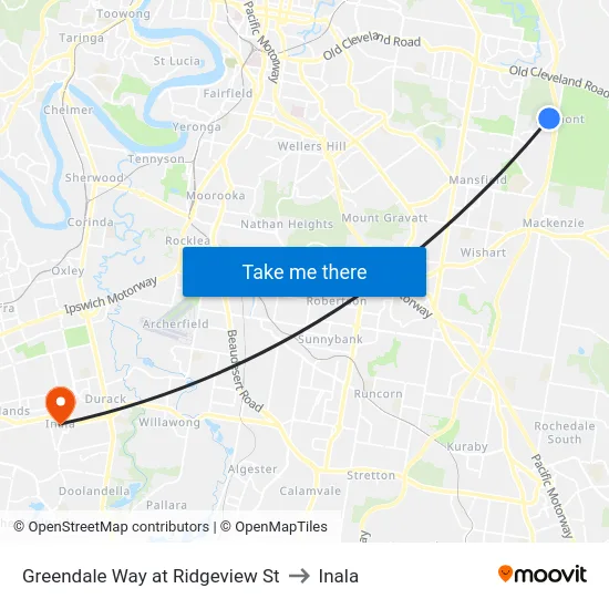 Greendale Way at Ridgeview St to Inala map