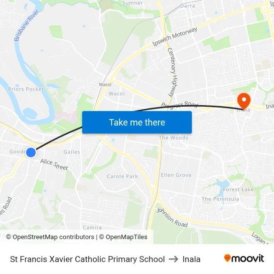 St Francis Xavier Catholic Primary School to Inala map