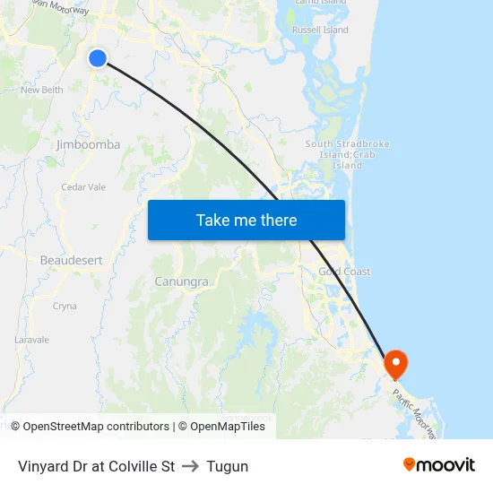 Vinyard Dr at Colville St to Tugun map