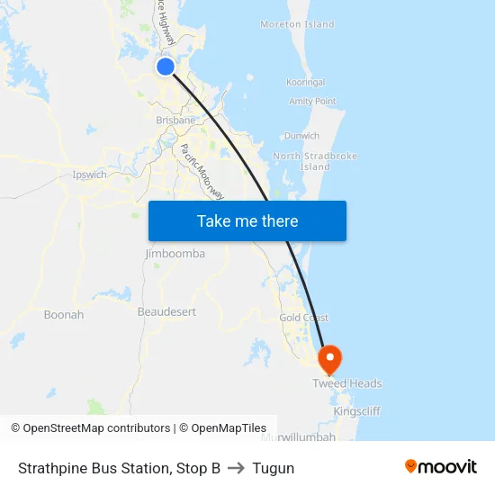 Strathpine Bus Station, Stop B to Tugun map